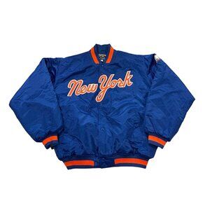 Majestic Cooperstown Collection New York Mets Script Satin Bomber Jacket 2XL